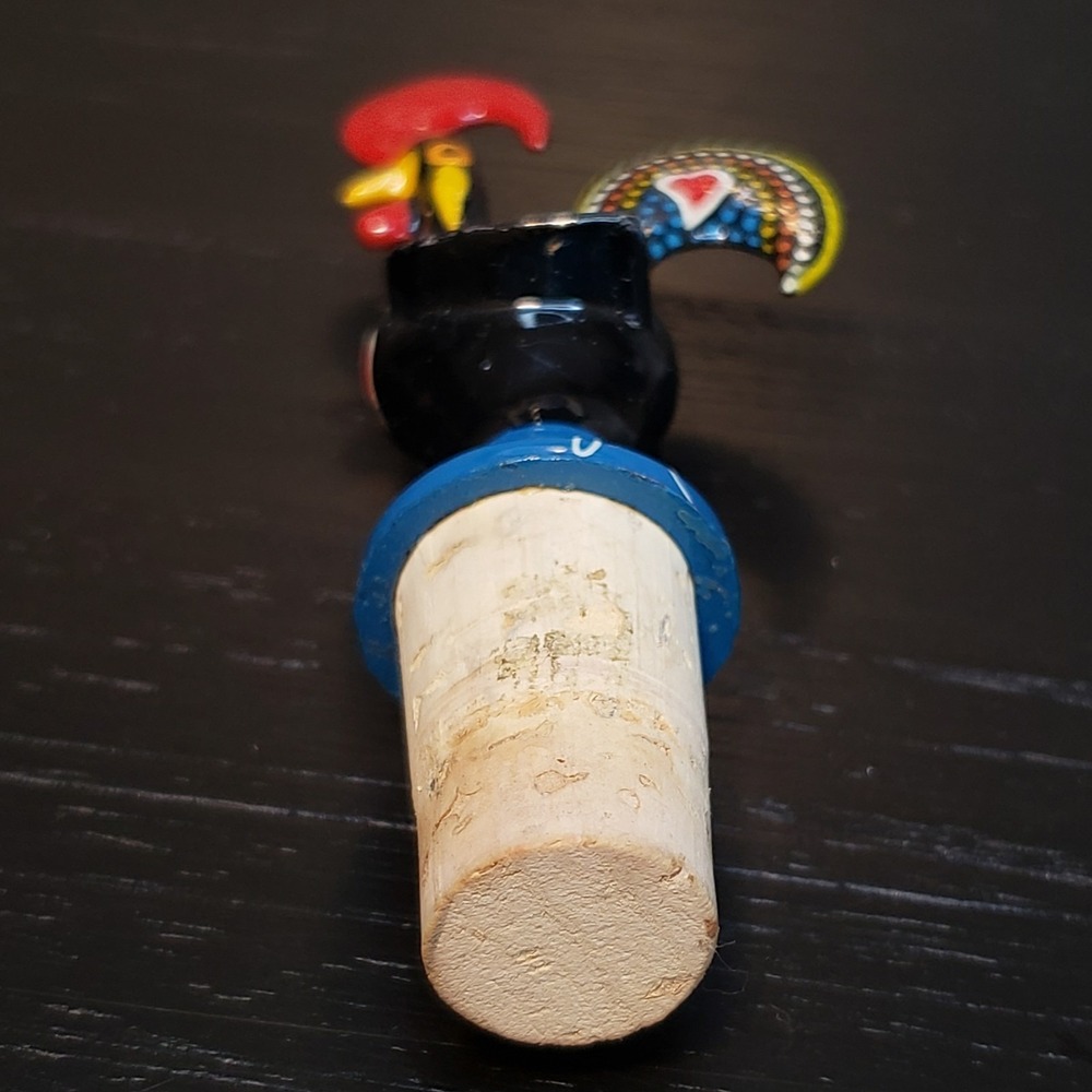 Rooster of Barcelos Hand Painted Wine Bottle Cork Stopper Portugal - Picture 5 of 6